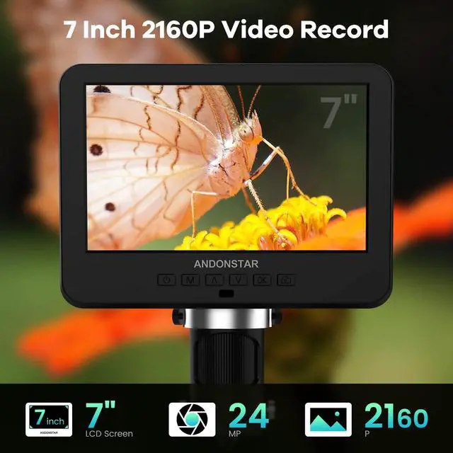 Alt view image 3 of 7 - AD246S-P HDMI Digital Microscope with 7'' Screen, 4000x 3 Lens | 2160P UHD Video Record, Coin Microscope for Error Coins, Biological Microscope Kit for Adults and Kids, Prepred Slides
