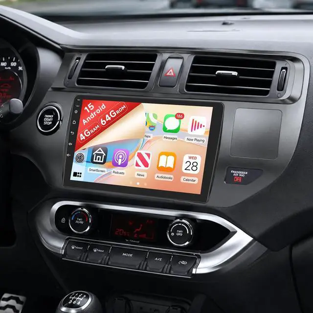 Main image of Android Car Stereo for Kia Rio 2011-2014 Wireless CarPlay Android Auto | 9 Inch HD Touch Screen with 4+64GB storage, Rio Radio with 5Ghz WiFi GPS Bluetooth FM/RDS 32EQ SWC Backup Camera MIC