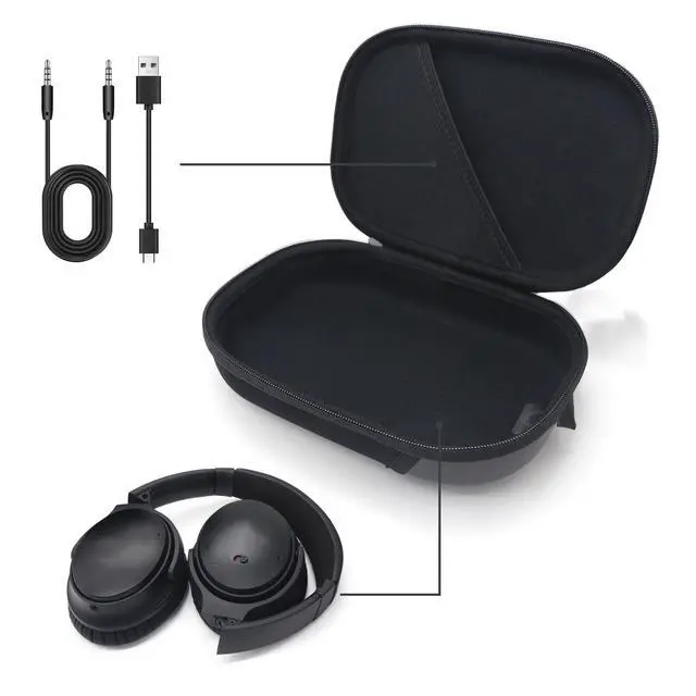 Alt view image 4 of 7 - Hard Case for Bose QC15/QC35/QC25/QC45/QC45SE/QC SE, Wireless Noise-canceling Headphone Case Replacement with Cable Storage