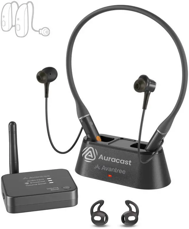 Main image of Aura Loop - Auracast Wireless TV Earbuds with Voice Clear | Dual Connection for TV & Phone,Easy Charging Dock,Compatible with Auracast Hearing Aids,Ideal for Seniors & Hard of Hearing