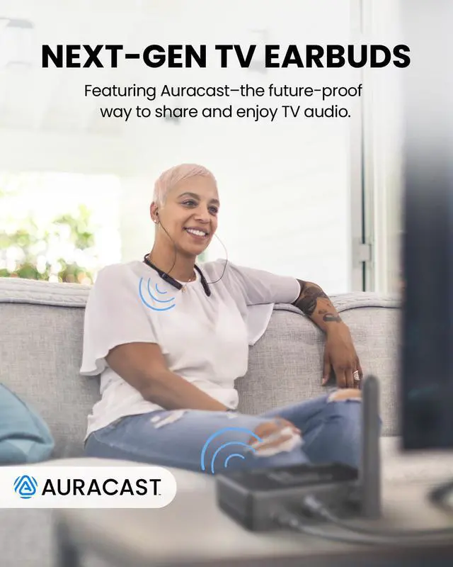 Alt view image 3 of 7 - Aura Loop - Auracast Wireless TV Earbuds with Voice Clear | Dual Connection for TV & Phone,Easy Charging Dock,Compatible with Auracast Hearing Aids,Ideal for Seniors & Hard of Hearing