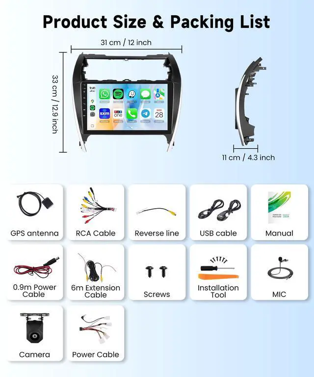 Alt view image 6 of 7 - Car Radio Stereo for Toyota Camry 2012 2013 2014, Android 10.1 inch Touch Screen GPS Bluetooth WiFi FM Radio Mirror Link Head Unit + Backup Camera