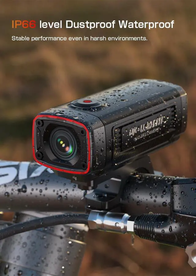 Alt view image 4 of 5 - AKY-710S Motorcycle Camera 4K 28fps, 2K 55fps, Wide-Angle 142°, IP67, 5MP, Loop & Emergency Recording, Parking Monitor, Motorcycle Bike,Outdoor Sports, Rechargeable,32GB Card Included