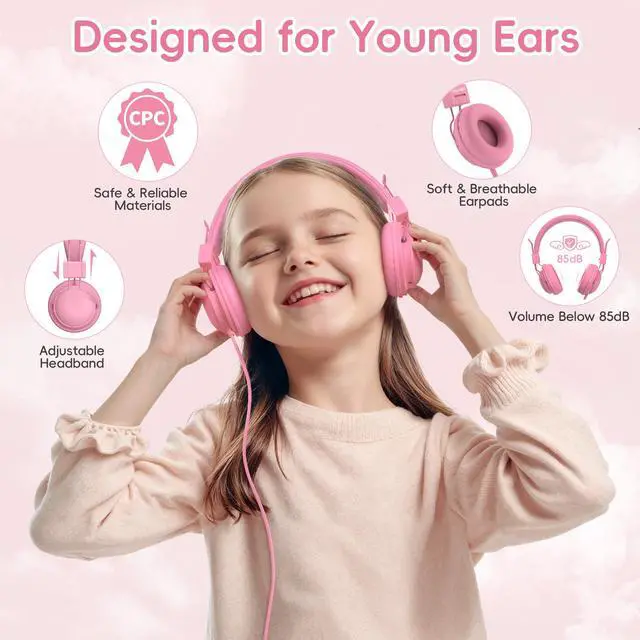Alt view image 3 of 7 - Classroom Headphones 10 Pack with Microphone & Shareport,Multicolor | K-12 Classroom use, Comfortable, 85dB Volume Limit, Shareable & Foldable, 3.5mm Jack, For Chromebook & Online Learning