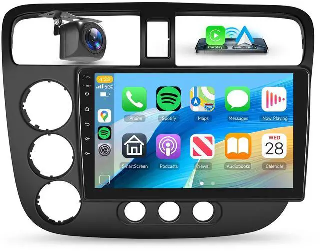 Main image of 2+64G for Honda Civic 2001-2005 Car Radio Android 13 Wireless Carplay/Android Auto Car Stereo 9Inch Touch Screen GPS Navigation WiFi Bluetooth FM/RDS Mirror Link SWC Backup Camera
