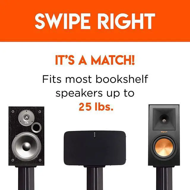 Alt view image 2 of 7 - Universal Floor Speaker Stands - Vibration-Absorbing MDF Design Works with Klipsch, Polk, JBL & Other Bookshelf Speakers Or Studio Monitors - Includes Sound Iso Pads & Carpet Spikes