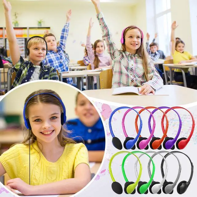 Alt view image 2 of 7 - 200 Pack Headphones Bulk Earphones for Adults with 3.5 mm Plug Wired on Ear for Church Christian Sunday School Library(Multicolor)