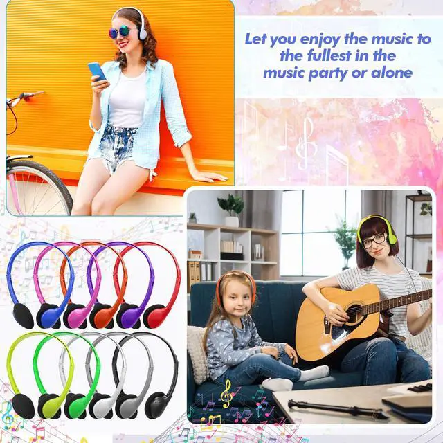 Alt view image 4 of 7 - 200 Pack Headphones Bulk Earphones for Adults with 3.5 mm Plug Wired on Ear for Church Christian Sunday School Library(Multicolor)