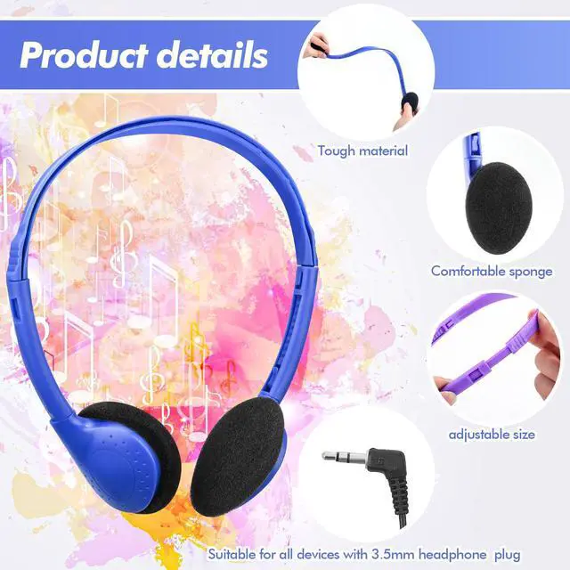 Alt view image 3 of 7 - 200 Pack Headphones Bulk Earphones for Adults with 3.5 mm Plug Wired on Ear for Church Christian Sunday School Library(Multicolor)