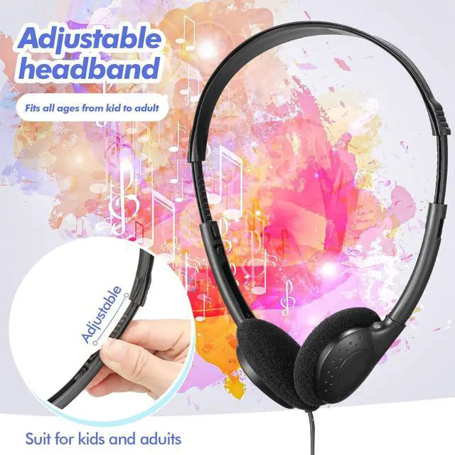 Alt view image 7 of 7 - 200 Pack Headphones Bulk Earphones for Adults with 3.5 mm Plug Wired on Ear for Church Christian Sunday School Library(Multicolor)