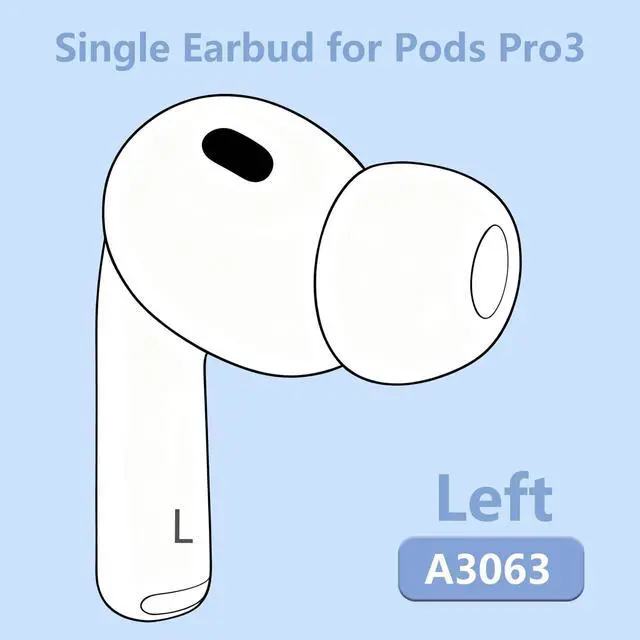 Alt view image 2 of 7 - OEM Left Single Earbud for Pod Pro 3st Generation, Model A3063 A3064 3065, Genuine Left Earbud Only, Compatible with Original Pods Pro 3 A3122 Charging Case