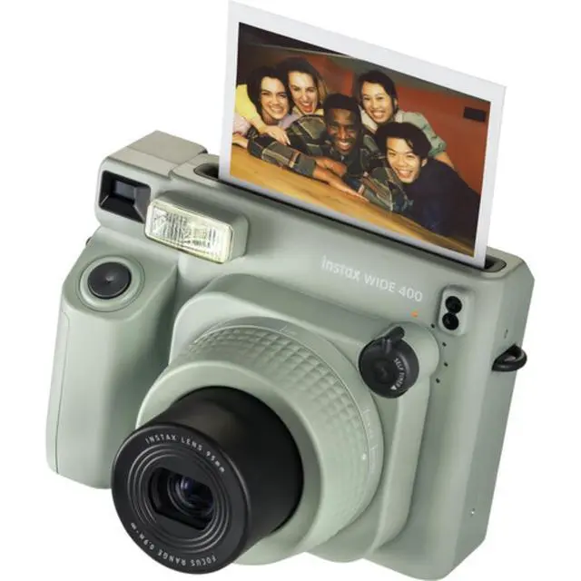 Alt view image 2 of 7 - INSTAX Wide 400 Instant Camera | Sage Green Bundled with INSTAX Wide Instant Film | 20 Exposures + Wide Album & Colored Frames + Cleaning Cloth (4 Items)