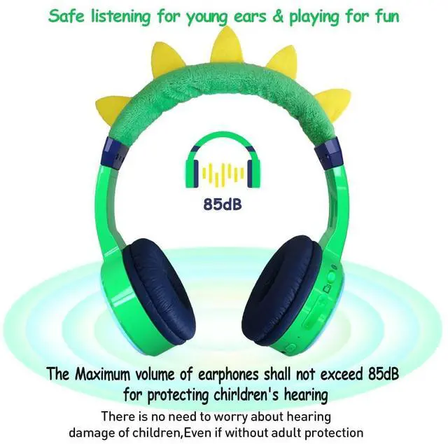 Alt view image 4 of 7 - Kids Bluetooth Headphones, with 85dB Volume Limited Adjustable Headphone, Wireless Bluetooth Headphones, Aux 3.5mm Cable Included for Boys Girls Study, School, Kids Headset for ipad/Tablet