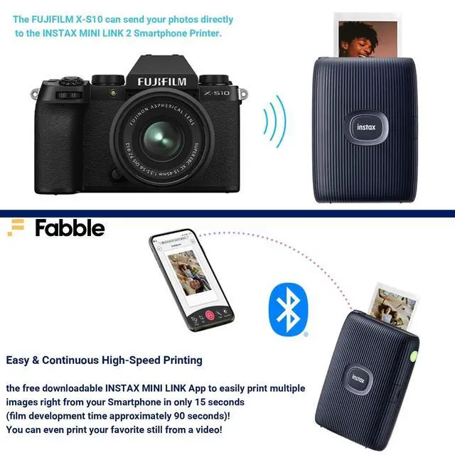 Alt view image 3 of 7 - INSTAX Mini Link 2 Smartphone Printer Bundle with Instax Mini Twin Pack Film (20 Sheets), Photo Album, Sticker Frames & Bouquet Holder, Bluetooth Instant Photo Printer (Space Blue)