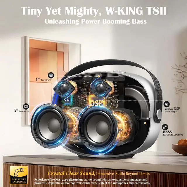 Alt view image 2 of 7 - 96W Max Portable Loud Bluetooth Speaker with Lights | Speakers Bluetooth 5.4 Wireless Outdoor Boombox, Powerful Bass/Crystal Sound, Fast Charge/USB/AUX for Home/Party