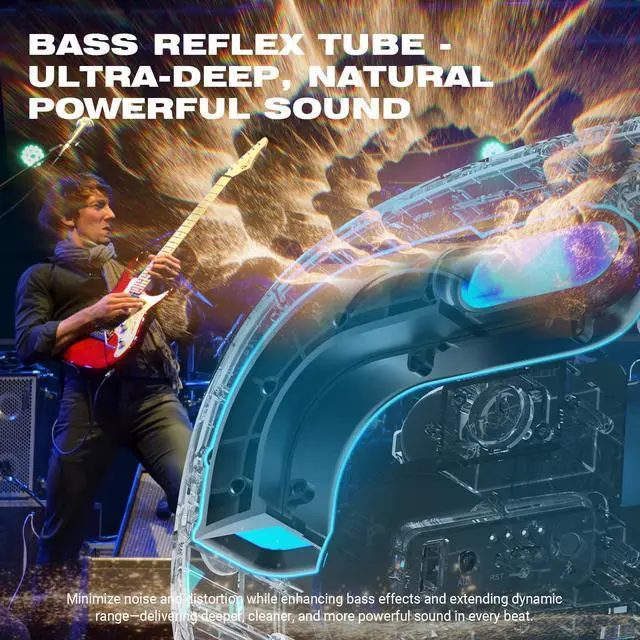 Alt view image 5 of 7 - 96W Max Portable Loud Bluetooth Speaker with Lights | Speakers Bluetooth 5.4 Wireless Outdoor Boombox, Powerful Bass/Crystal Sound, Fast Charge/USB/AUX for Home/Party