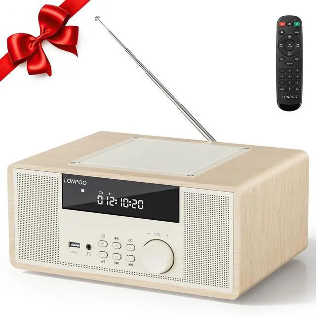 Main image of 30W Compact Stereo System Bluetooth CD Players for Home | With FM Radio, Remote Control, USB/AUX Inputs, Headphone Jack, and DSP Crisp Sound for Living Room, Bedroom