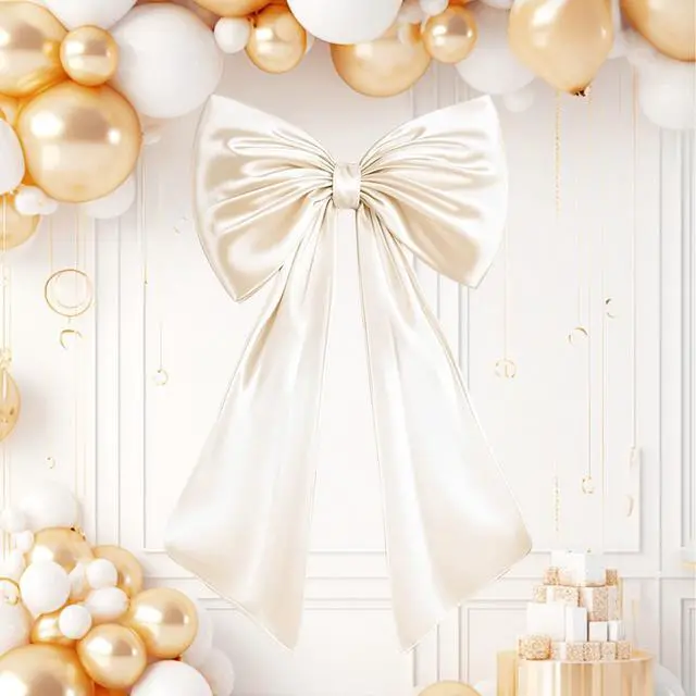 Alt view image 4 of 6 - Large Bow Decor for Room, Large Champagne Gold Bow Birthday Party Backdrop, Wall and Door Decorations for Birthday, Wedding, Bridal Shower, Coquette Theme (Champagne Gold)