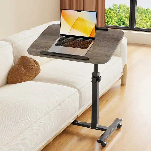 Main image of Laptop Table Mobile Adjustable Height Portable Desk Notebook Swivel PC Computer Rolling Desk with Wheels, Laptop Stand for Couch Bedside Hospital Bed Table