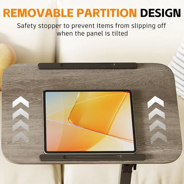 Alt view image 6 of 7 - Laptop Table Mobile Adjustable Height Portable Desk Notebook Swivel PC Computer Rolling Desk with Wheels, Laptop Stand for Couch Bedside Hospital Bed Table