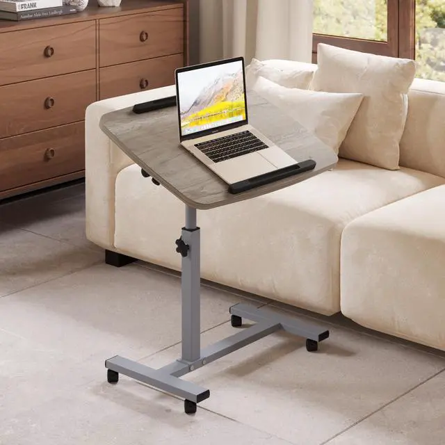 Alt view image 7 of 7 - Laptop Table Mobile Adjustable Height Portable Desk Notebook Swivel PC Computer Rolling Desk with Wheels, Laptop Stand for Couch Bedside Hospital Bed Table