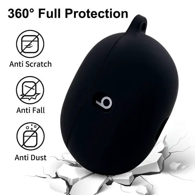 Alt view image 4 of 7 - Case Compatible with Beats Studio Buds (2021) / Beats Studio Buds + (2023) Silicone Protective Case for Beats Wireless Earbuds with Keychain (Black)