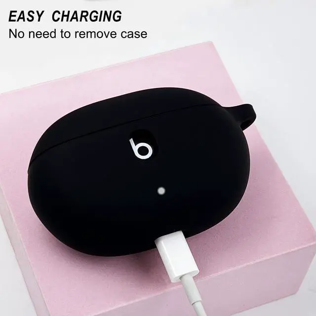 Alt view image 5 of 7 - Case Compatible with Beats Studio Buds (2021) / Beats Studio Buds + (2023) Silicone Protective Case for Beats Wireless Earbuds with Keychain (Black)