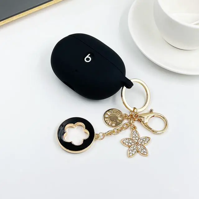 Alt view image 6 of 7 - Case Compatible with Beats Studio Buds (2021) / Beats Studio Buds + (2023) Silicone Protective Case for Beats Wireless Earbuds with Keychain (Black)