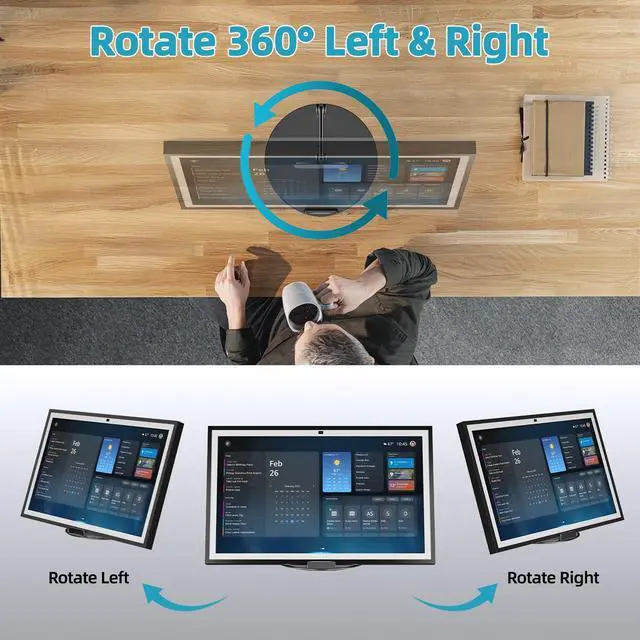Alt view image 2 of 7 - Adjustable Stand for Echo Show 21 & Show 15, 90° Tilt, 360° Swivel | Metal, No Assembly, Horizontal or Vertical Mode Screen Stand for Alexa Show 15, Easy to Use, Echo Show 15 Stand for Kitchen