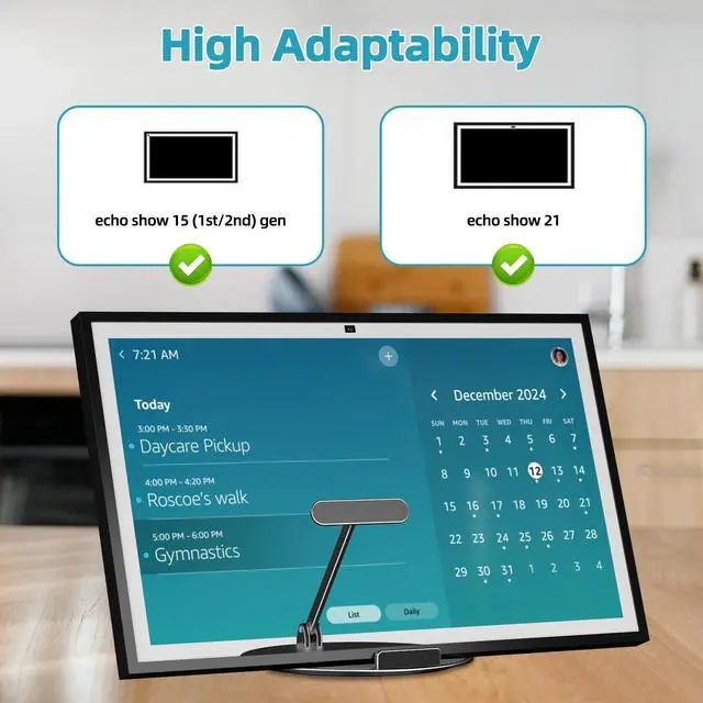 Alt view image 6 of 7 - Adjustable Stand for Echo Show 21 & Show 15, 90° Tilt, 360° Swivel | Metal, No Assembly, Horizontal or Vertical Mode Screen Stand for Alexa Show 15, Easy to Use, Echo Show 15 Stand for Kitchen