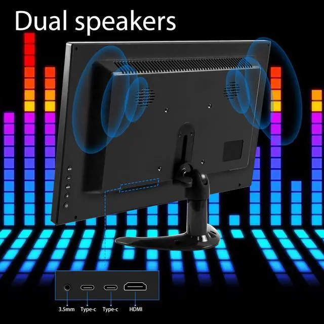 Alt view image 7 of 7 - 14 Inch Touch Screen Monitor FHD 1080P 99%sRGB IPS/HDMI/USB-C PC Monitor | Built-in Speaker/VESA Support/Plug & Play, for Laptop Phone Raspberry Pi Switch PS4 PS5