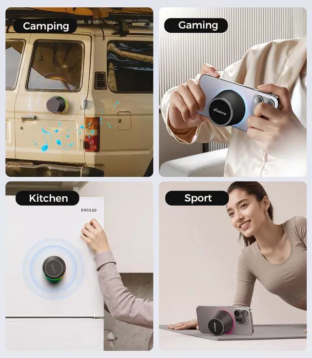 Alt view image 4 of 7 - Small Portable Bluetooth Speaker Birthday Gifts Magnetic Phone Stand | Magnetic Wireless Bluetooth Speaker,TWS Pairing,9 RGB Modes,IPX5 Waterproof,Travel Essentials Cool Gadgets for Men Teen Boys