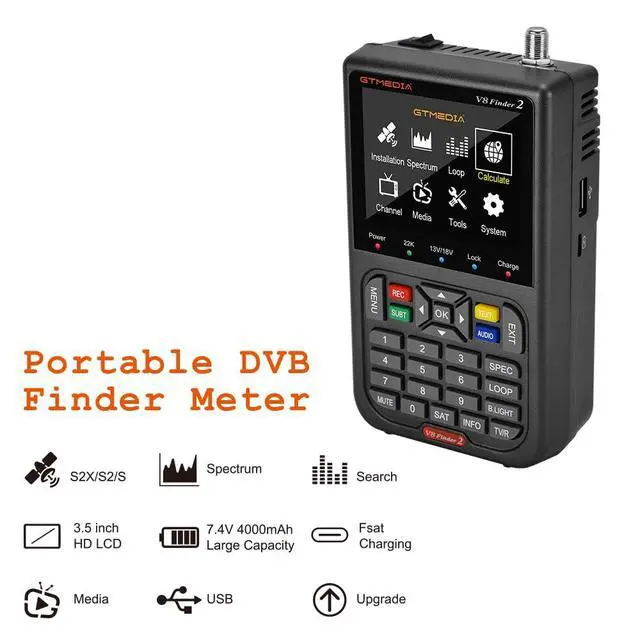 Alt view image 2 of 7 - GT Media V8 Finder2 Satellite Finder Digital FTA DVB-S/S2/S2X Signal Measuring Meter Detector Receiver LCD Screen for Adjusting Sat TV Dish with Backpack
