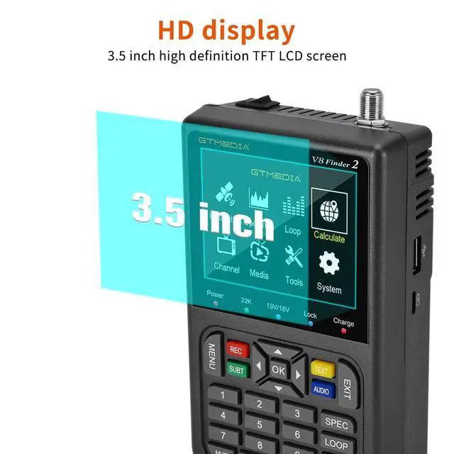 Alt view image 7 of 7 - GT Media V8 Finder2 Satellite Finder Digital FTA DVB-S/S2/S2X Signal Measuring Meter Detector Receiver LCD Screen for Adjusting Sat TV Dish with Backpack
