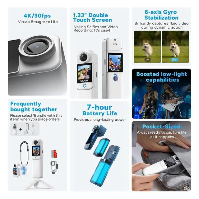 Alt view image 3 of 7 - C300 64GB,4K Vlogging YouTube Live Streaming,7Hour Power,6-Axis Stabilization,Dual-Touch Screen,Birthday Gifts for Kids Women Her Mom Wife Girlfriend Valentines Mothers Day