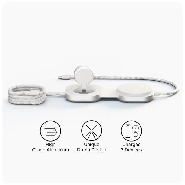 Alt view image 2 of 7 - Charging Cable Pro 3 | The Only Cable that Charges MacBook 140W + iPhone MagSafe Qi2 Wireless 15W + Apple Watch Fast Charge | MFi Certified | Power Adapter Not Included | 4.9 ft | White