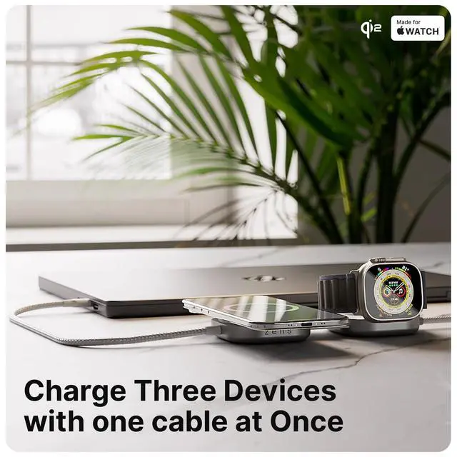 Alt view image 3 of 7 - Charging Cable Pro 3 | The Only Cable that Charges MacBook 140W + iPhone MagSafe Qi2 Wireless 15W + Apple Watch Fast Charge | MFi Certified | Power Adapter Not Included | 4.9 ft | White