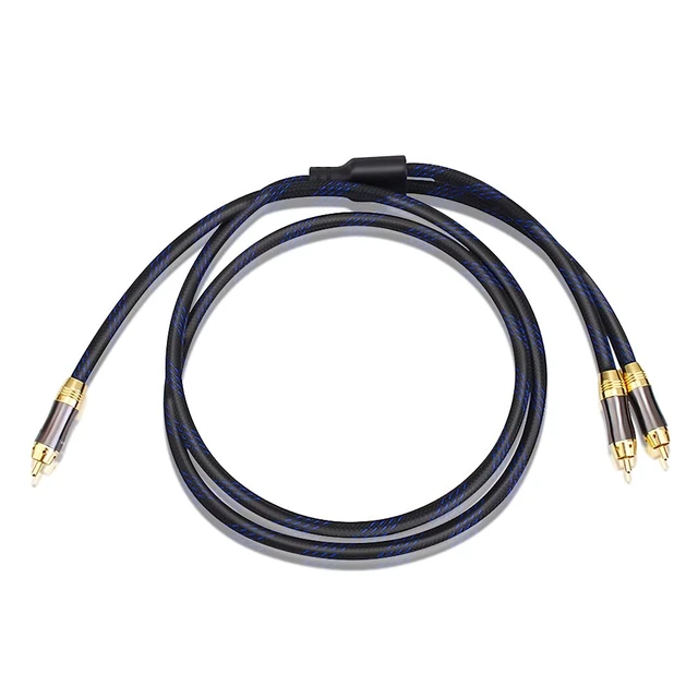Alt view image 2 of 7 - Dual Shielded (OD 8.0mm) 1 RCA Male to 2 RCA Male Audio Cable RCA Y-Adapter Subwoofer Cable (10 Feet)
