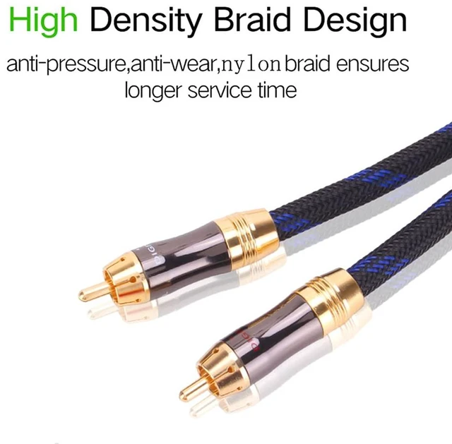 Alt view image 5 of 7 - Dual Shielded (OD 8.0mm) 1 RCA Male to 2 RCA Male Audio Cable RCA Y-Adapter Subwoofer Cable (10 Feet)