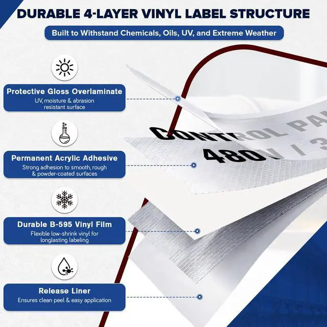 Alt view image 4 of 7 - Replacement for Brady All Weather Permanent Adhesive Vinyl Label Tape, Only Fit for Brady BMP71 Printers(Not Compatible with M710) - 2" x 50', White M7C-2000-595-WT