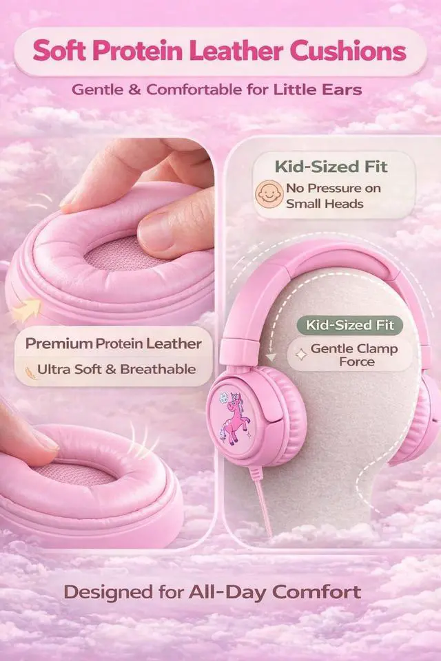 Alt view image 4 of 7 - K6 Kids Headphones for Toddler & Kids Ages 2-12, 85/94dB Safe Volume Limited, Wired with 3.5mm Jack, HD Microphone, Adjustable & Foldable, On-Ear Headphones for Tablet, School, Travel, iPad