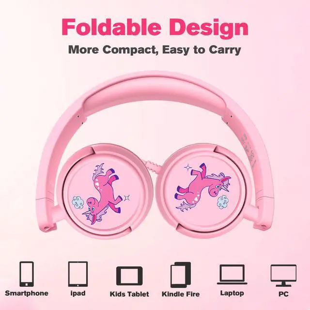 Alt view image 6 of 7 - K6 Kids Headphones for Toddler & Kids Ages 2-12, 85/94dB Safe Volume Limited, Wired with 3.5mm Jack, HD Microphone, Adjustable & Foldable, On-Ear Headphones for Tablet, School, Travel, iPad
