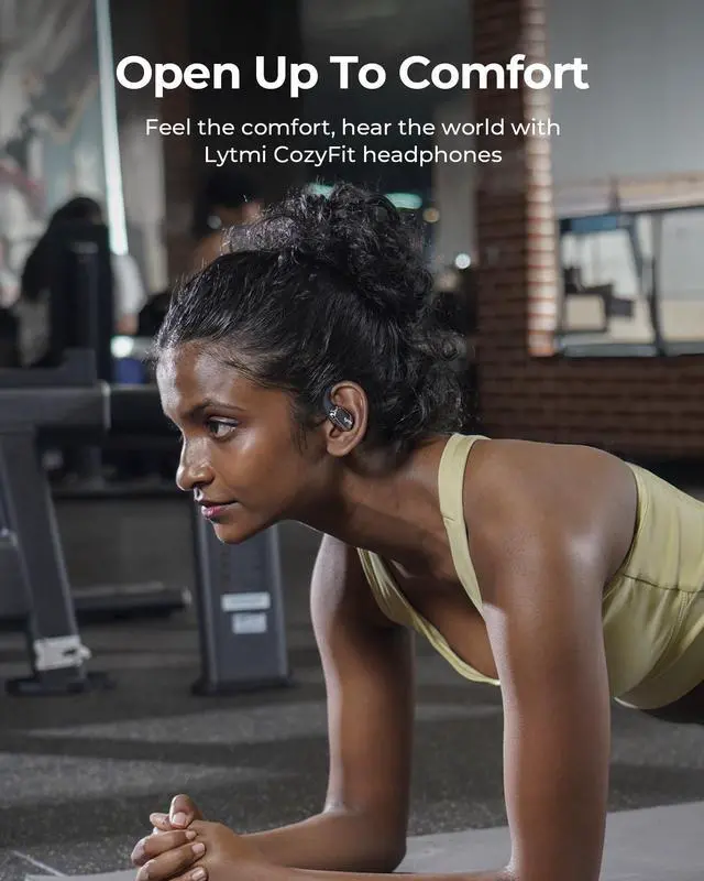 Alt view image 2 of 7 - CozyFit Open Ear Headphones, 0.23oz Ultra-Light Comfortable Wireless Earbuds, 0.6mm Thinnest Earhooks, Bluetooth 5.4, Clear Audio, 30 HRS Playtime, IPX5 Waterproof Earphones with Mic (Black)