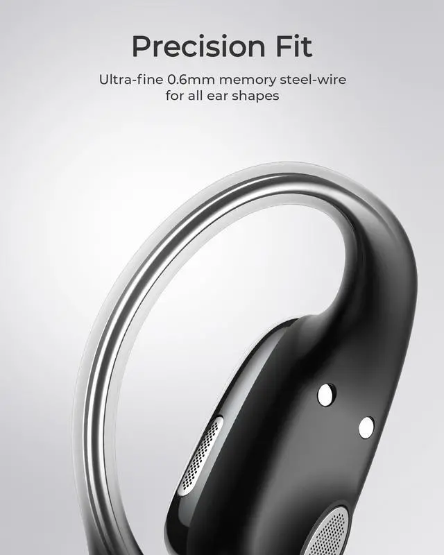 Alt view image 5 of 7 - CozyFit Open Ear Headphones, 0.23oz Ultra-Light Comfortable Wireless Earbuds, 0.6mm Thinnest Earhooks, Bluetooth 5.4, Clear Audio, 30 HRS Playtime, IPX5 Waterproof Earphones with Mic (Black)
