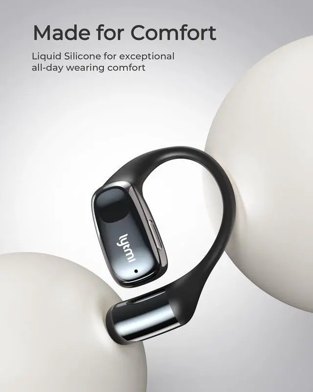 Alt view image 6 of 7 - CozyFit Open Ear Headphones, 0.23oz Ultra-Light Comfortable Wireless Earbuds, 0.6mm Thinnest Earhooks, Bluetooth 5.4, Clear Audio, 30 HRS Playtime, IPX5 Waterproof Earphones with Mic (Black)