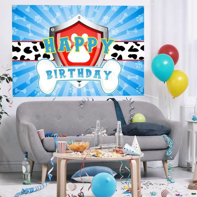 Alt view image 7 of 7 - Dog Paw Birthday Backdrop Banner Decor - 6x4 ft Paw Print Photography Background Poster - Boys Children Boys Cartoon Dog Birthday Party Photography Prop Booth - Baby Shower Party Decorations