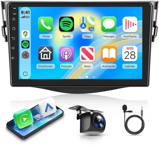 Main image of 5Ghz WiFi 4Core+64G Android 15 Car Stereo for Toyota RAV4 2007-2011 with Wireless Carplay Android Auto, 9 Inch Touch Screen Radio Support GPS/WiFi/Bluetooth/FM/SWC/Backup Camera