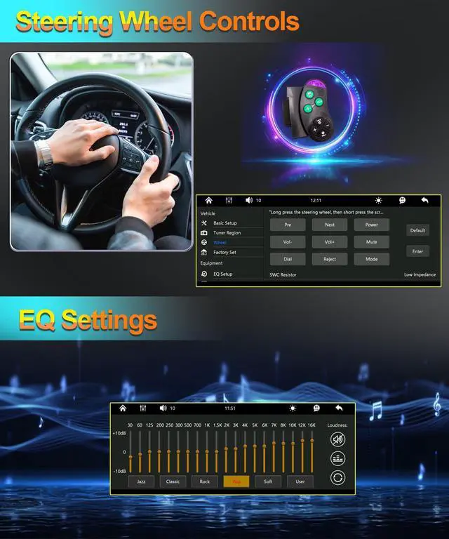 Alt view image 5 of 7 - Single Din Car Stereo:Wireless Apple CarPlay Car Radio with Bluetooth 5.2 | 6.9" IPS 1280 * 480 Capacitance Touchscreen, FM Radio,Car Audio Receicers,Night Vision,Backup Camera,Android Auto,USB Type-c