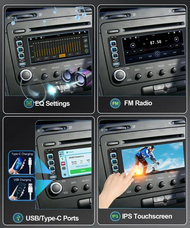 Alt view image 6 of 7 - Single Din Car Stereo:Wireless Apple CarPlay Car Radio with Bluetooth 5.2 | 6.9" IPS 1280 * 480 Capacitance Touchscreen, FM Radio,Car Audio Receicers,Night Vision,Backup Camera,Android Auto,USB Type-c