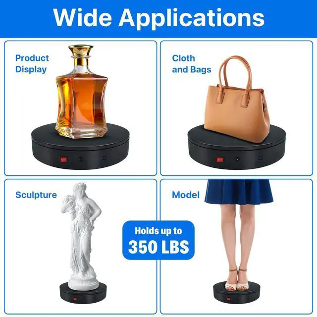 Alt view image 3 of 7 - 360 Rotating Platform, 12.6 Inch /32cm Motorized Electric Turntable, 350lbs Capacity Motorized Rotating Display Stand with Remote, Heavy Duty Photography Turntable for Human/Product